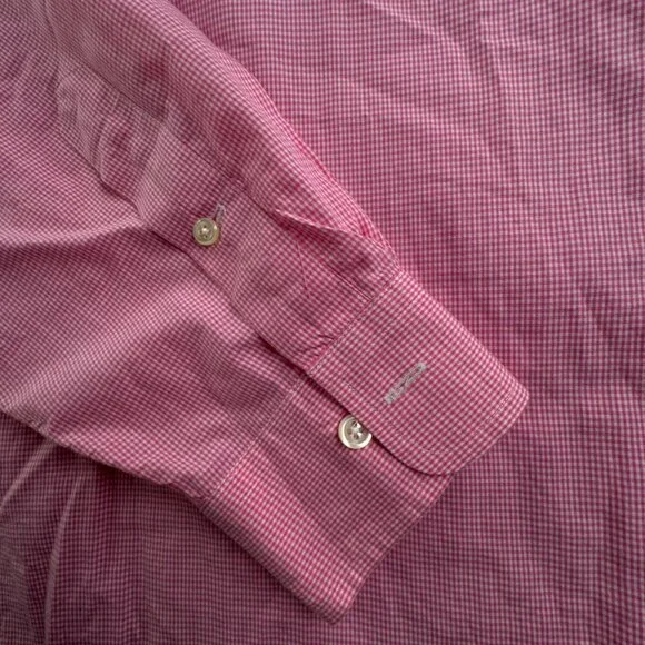 Ralph Lauren Long Sleeve Button Up Shirt Cotton Pink Check Yarmouth 16.5 34/35 - Picture 10 of 12